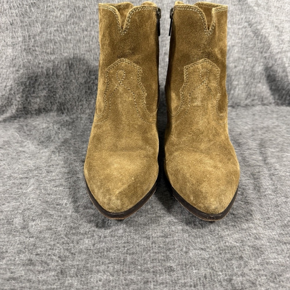Frye Renee Seam Short Ankle Boots Booties Shoes Womens Size 8 Green Suede Zip Up